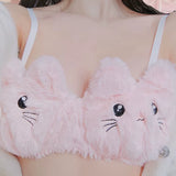 2021 Winter Bra and Panty Set Lolita Cat Girl Plush Underwear Set Kawaii Lingerie Clothing Women Anime Cosplay Push up Intimate